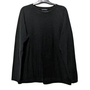 WINGS + HORNS Black Textured Cotton Long Sleeve Top XL